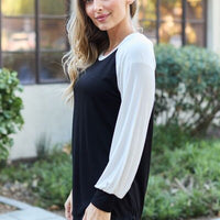 Celeste Design Full Size Color Contrast Long Sleeve Top
