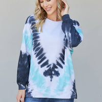 Sew In Love Full Size Tie-Dye Side Slit Sweatshirt