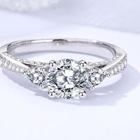 1 Carat Moissanite 4-Prong Side Stone Ring