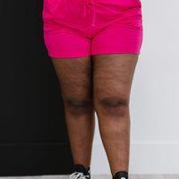Zenana Just Chillin' Full Size Run Sweat Shorts in Pink
