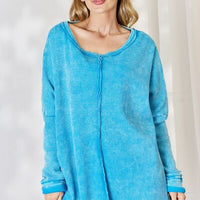 Zenana Oversized Waffle Long Sleeve Top