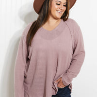 Jodifl Stay Awhile Full Size Run Waffle Knit Tee