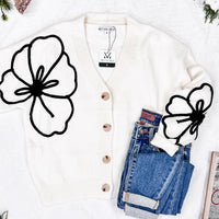 IN STOCK Black Floral Sweater Cardigan