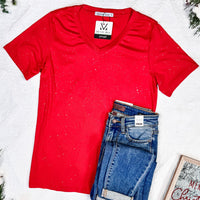 IN STOCK Olivia Tee - Red Sparkle