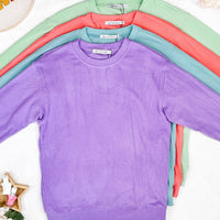 IN STOCK Corrine Ribbed Pullover Top - Purple