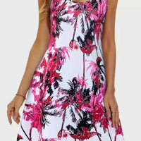 Printed Scoop Neck Wide Strap Mini Dress