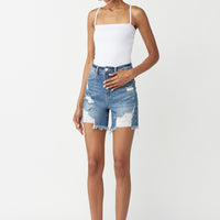 RISEN High Waisted Distressed Denim Shorts