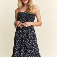 ADORA Smocked Floral Tube Dress with Pockets