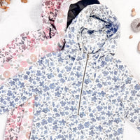 IN STOCK HalfZip Hoodie - Blue Floral