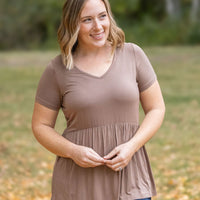 IN STOCK Sarah Ruffle Short Sleeve - Mocha | Women's Top FINAL SALE