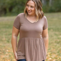 IN STOCK Sarah Ruffle Short Sleeve - Mocha | Women's Top FINAL SALE