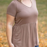 IN STOCK Sarah Ruffle Short Sleeve - Mocha | Women's Top FINAL SALE