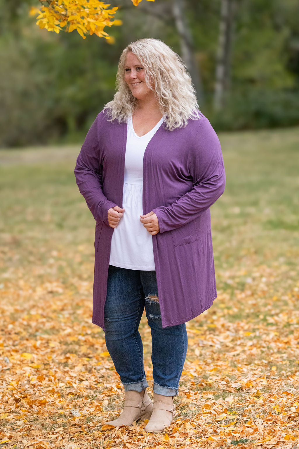 IN STOCK Classic Cardigan - Purple FINAL SALE