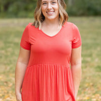 IN STOCK Sarah Ruffle Short Sleeve - Deep Coral | Women's Top