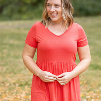 IN STOCK Sarah Ruffle Short Sleeve - Deep Coral | Women's Top