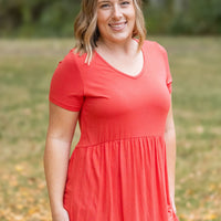 IN STOCK Sarah Ruffle Short Sleeve - Deep Coral | Women's Top