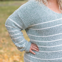 IN STOCK Cozy Striped Sweater - Green