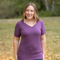 IN STOCK Chloe Cozy Tee - Purple | Women's V-Neck Top FINAL SALE