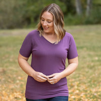 IN STOCK Chloe Cozy Tee - Purple | Women's V-Neck Top FINAL SALE