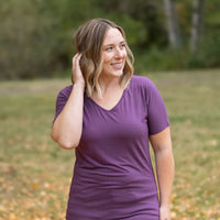 IN STOCK Chloe Cozy Tee - Purple | Women's V-Neck Top FINAL SALE