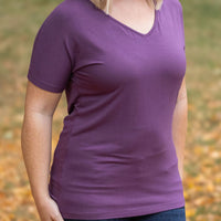 IN STOCK Chloe Cozy Tee - Purple | Women's V-Neck Top FINAL SALE