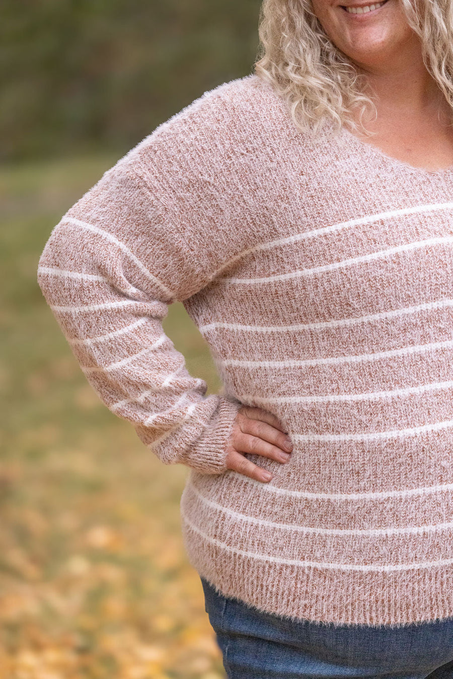 IN STOCK Cozy Striped Sweater - Rust FINAL SALE