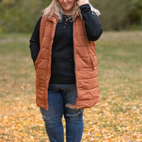 IN STOCK Harlow Long Vest - Cinnamon