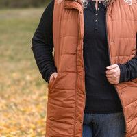 IN STOCK Harlow Long Vest - Cinnamon