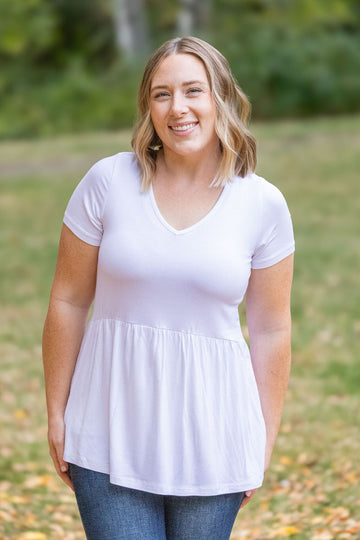 IN STOCK Sarah Ruffle Short Sleeve - White | Women's Top