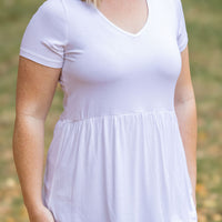 IN STOCK Sarah Ruffle Short Sleeve - White | Women's Top