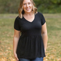 IN STOCK Sarah Ruffle Short Sleeve - Black | Women's Top