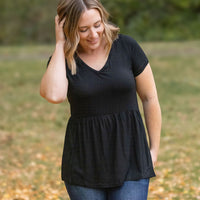 IN STOCK Sarah Ruffle Short Sleeve - Black | Women's Top