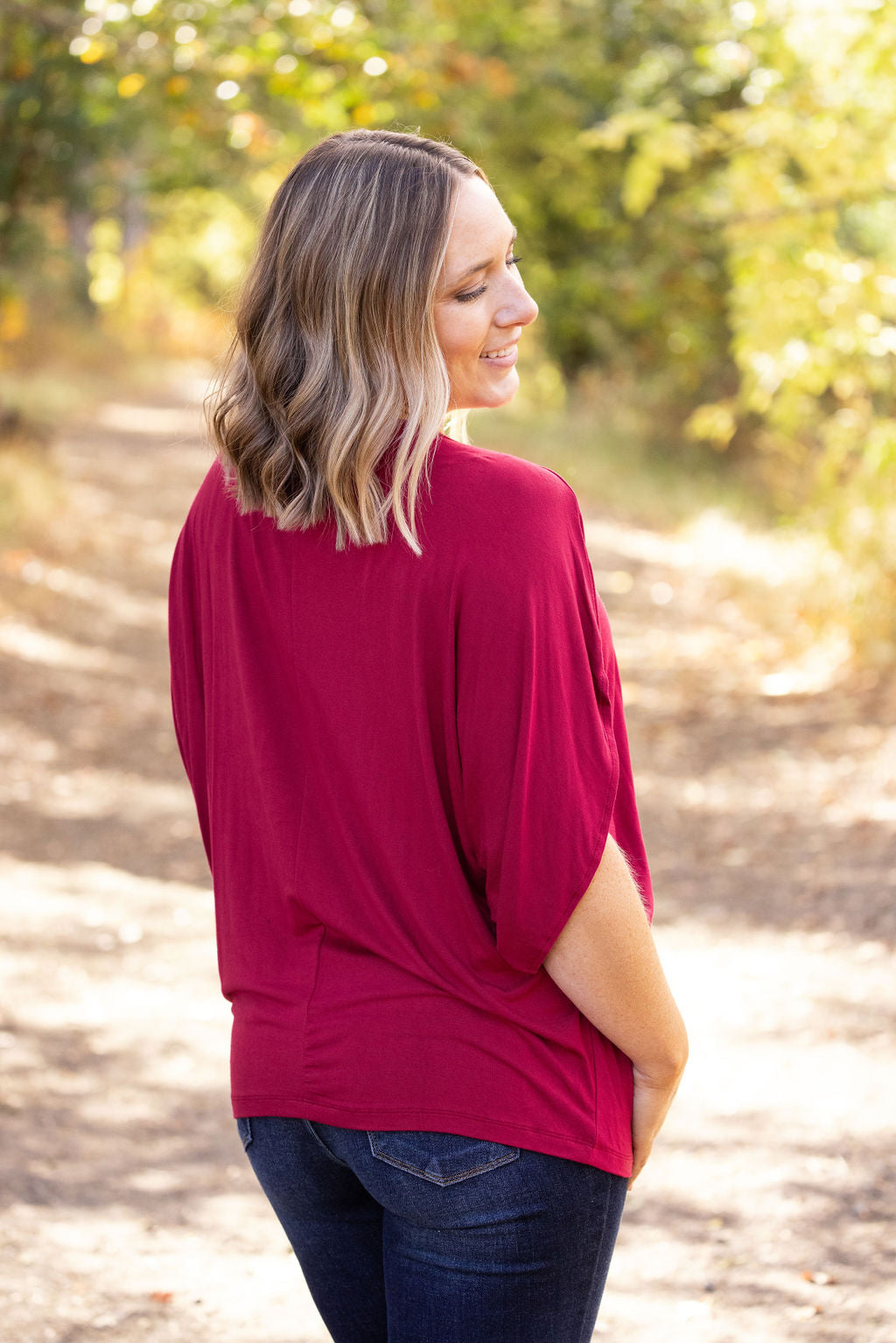 IN STOCK Darcy Dolman Top - Burgundy | Women&