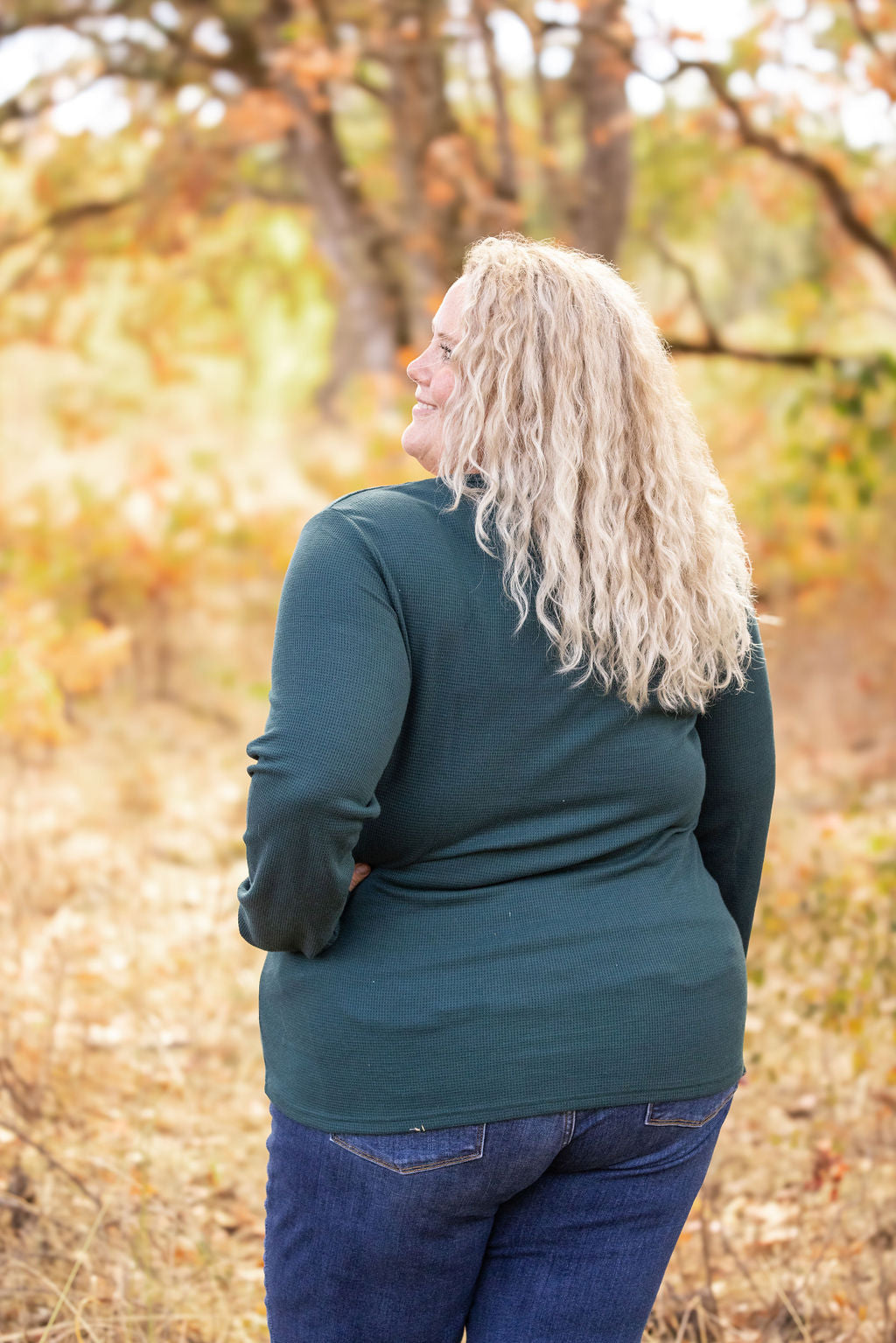 IN STOCK Harper Long Sleeve Henley - Evergreen | Women&