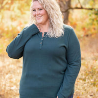 IN STOCK Harper Long Sleeve Henley - Evergreen | Women's Cozy Shirt