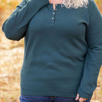 IN STOCK Harper Long Sleeve Henley - Evergreen | Women's Cozy Shirt