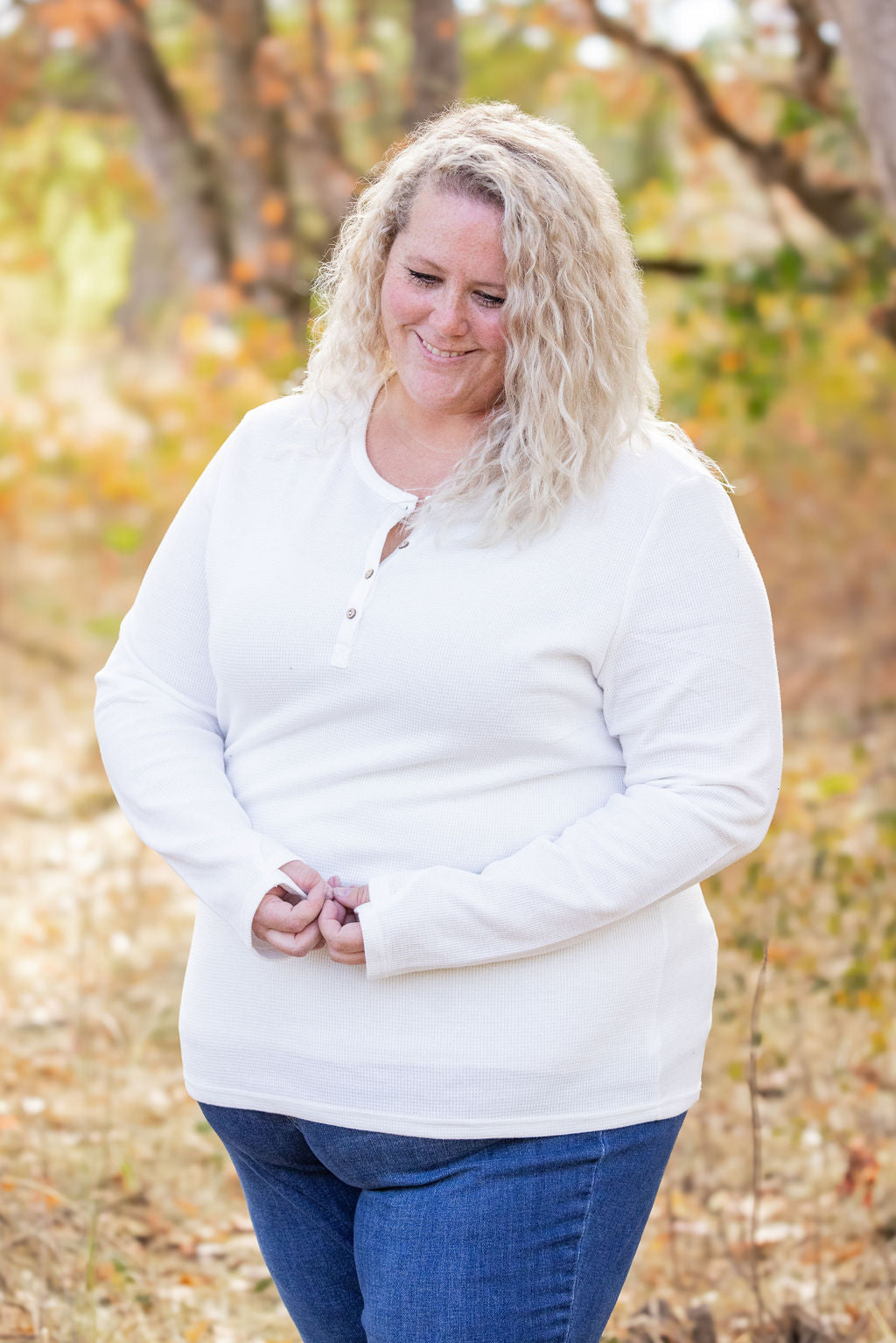 IN STOCK Harper Long Sleeve Henley - White | Women&