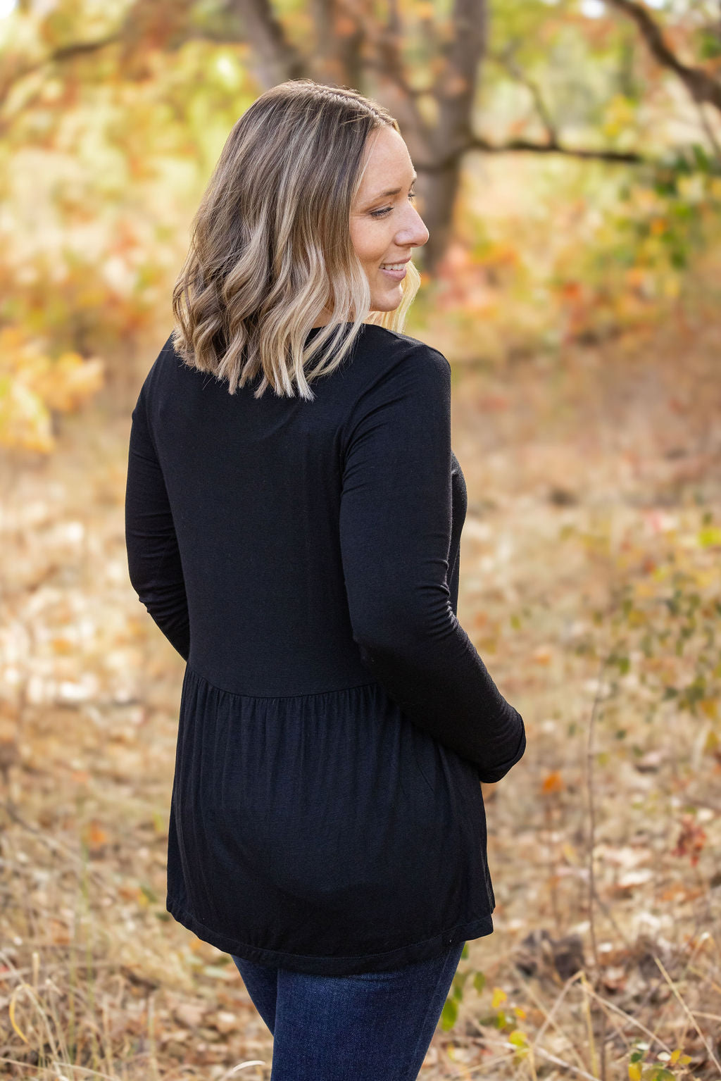 IN STOCK Long Sleeve Sarah Ruffle - Black | Women&