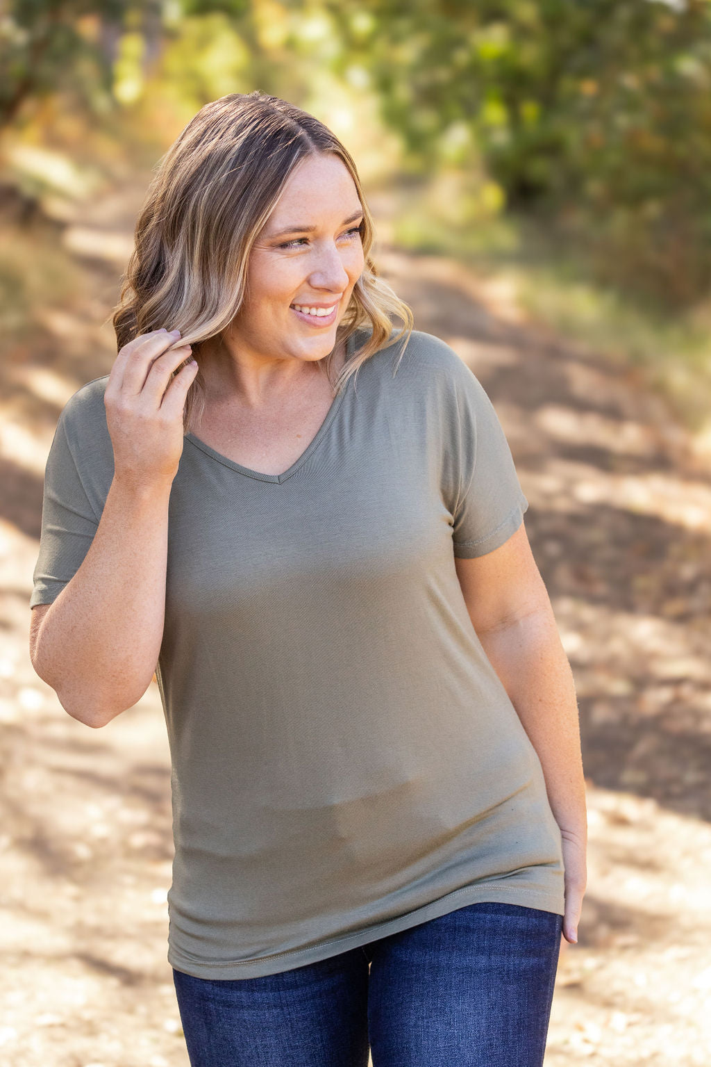 IN STOCK Chloe Cozy Tee - Olive | Women&