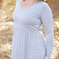 IN STOCK Long Sleeve Sarah Ruffle - Light Grey | Women's Top FINAL SALE