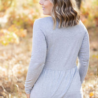 IN STOCK Long Sleeve Sarah Ruffle - Light Grey | Women's Top FINAL SALE