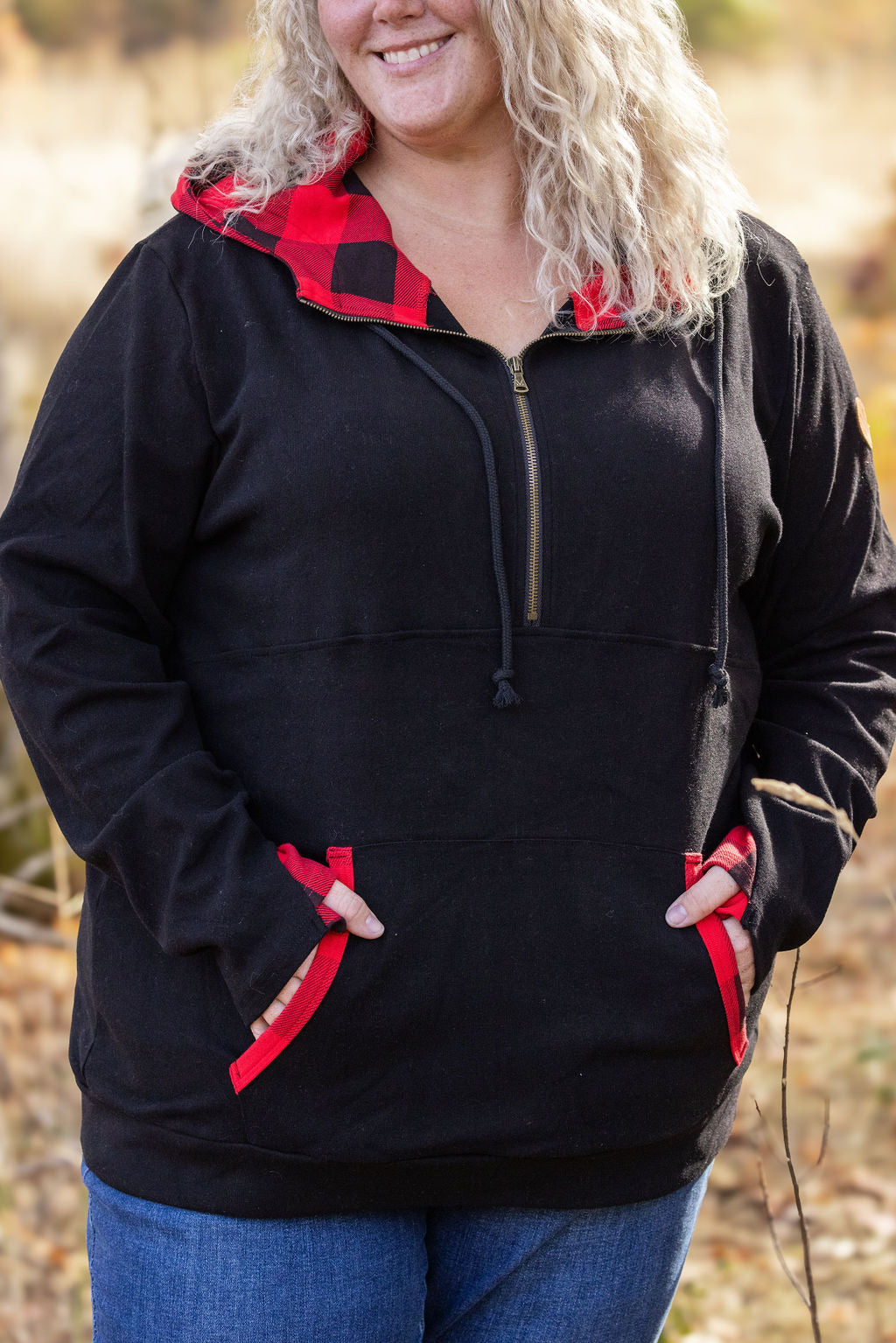 IN STOCK Avery Accent HalfZip Hoodie - Buffalo Plaid