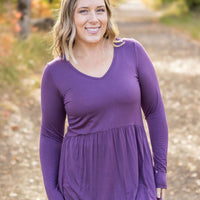 IN STOCK Long Sleeve Sarah Ruffle - Purple FINAL SALE