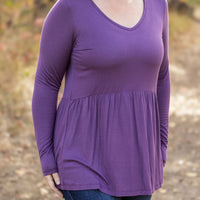 IN STOCK Long Sleeve Sarah Ruffle - Purple FINAL SALE