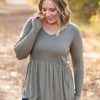 IN STOCK Long Sleeve Sarah Ruffle - Olive | Women's Top FINAL SALE