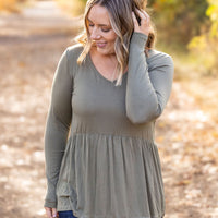 IN STOCK Long Sleeve Sarah Ruffle - Olive | Women's Top FINAL SALE