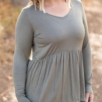 IN STOCK Long Sleeve Sarah Ruffle - Olive | Women's Top FINAL SALE