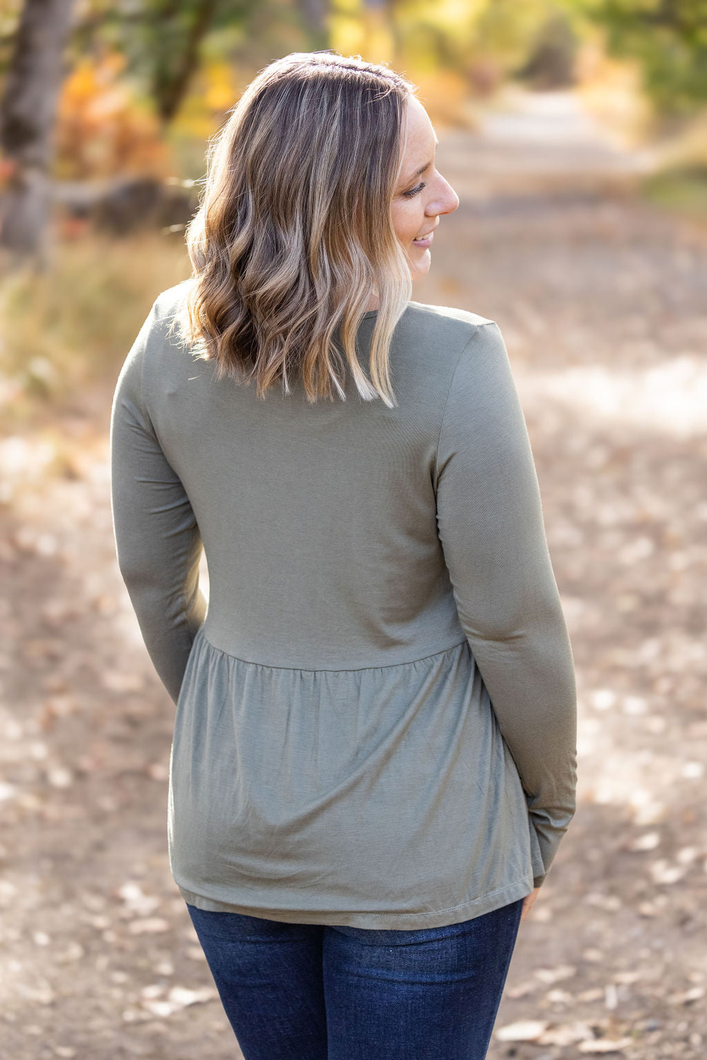 IN STOCK Long Sleeve Sarah Ruffle - Olive | Women&