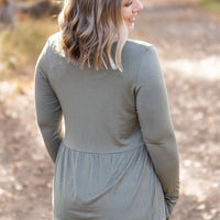 IN STOCK Long Sleeve Sarah Ruffle - Olive | Women's Top FINAL SALE