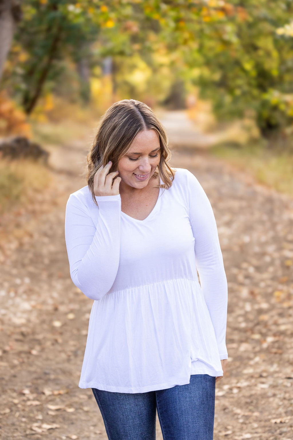 IN STOCK Long Sleeve Sarah Ruffle - White | Women&